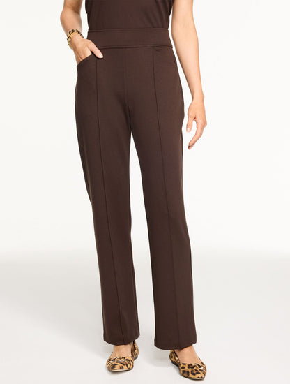 PASSPORT PONTE PINTUCK STRAIGHT LEG PANTS