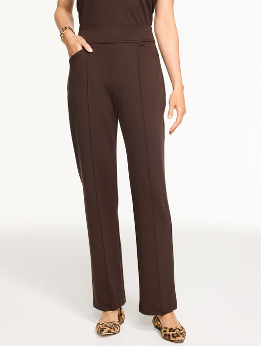 PASSPORT PONTE PINTUCK STRAIGHT LEG PANTS