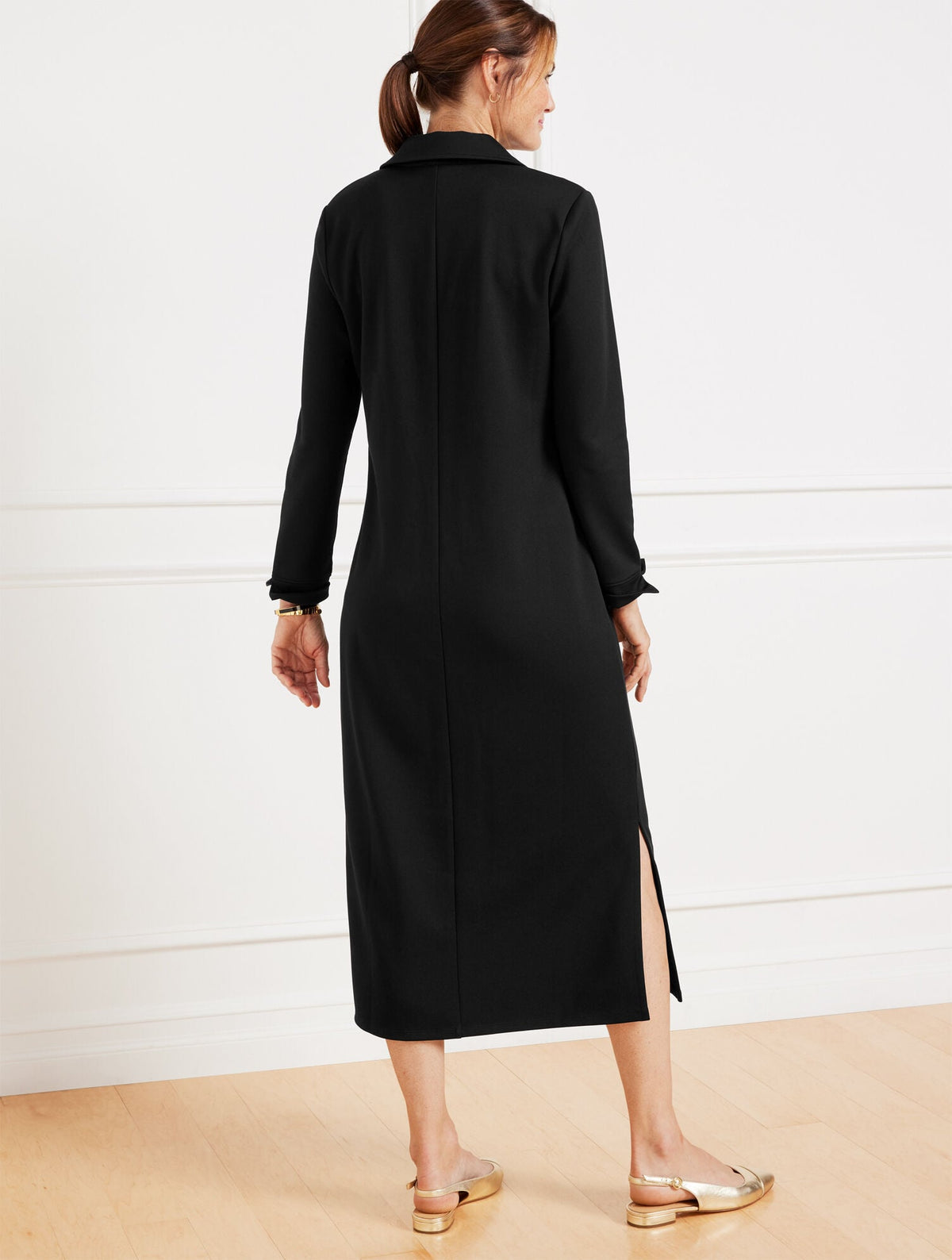 PASSPORT PONTE JOHNNY COLLAR MIDI DRESS