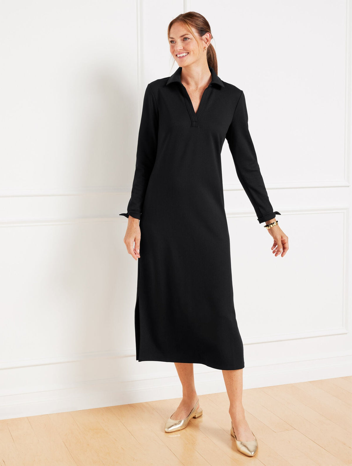 PASSPORT PONTE JOHNNY COLLAR MIDI DRESS
