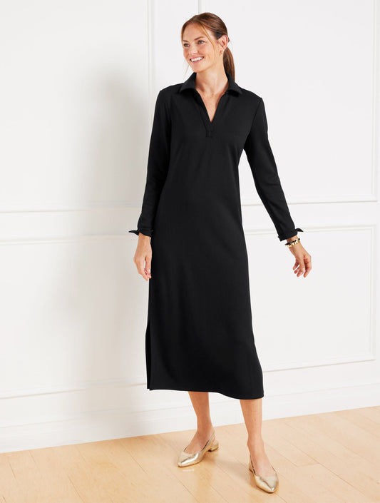 PASSPORT PONTE JOHNNY COLLAR MIDI DRESS