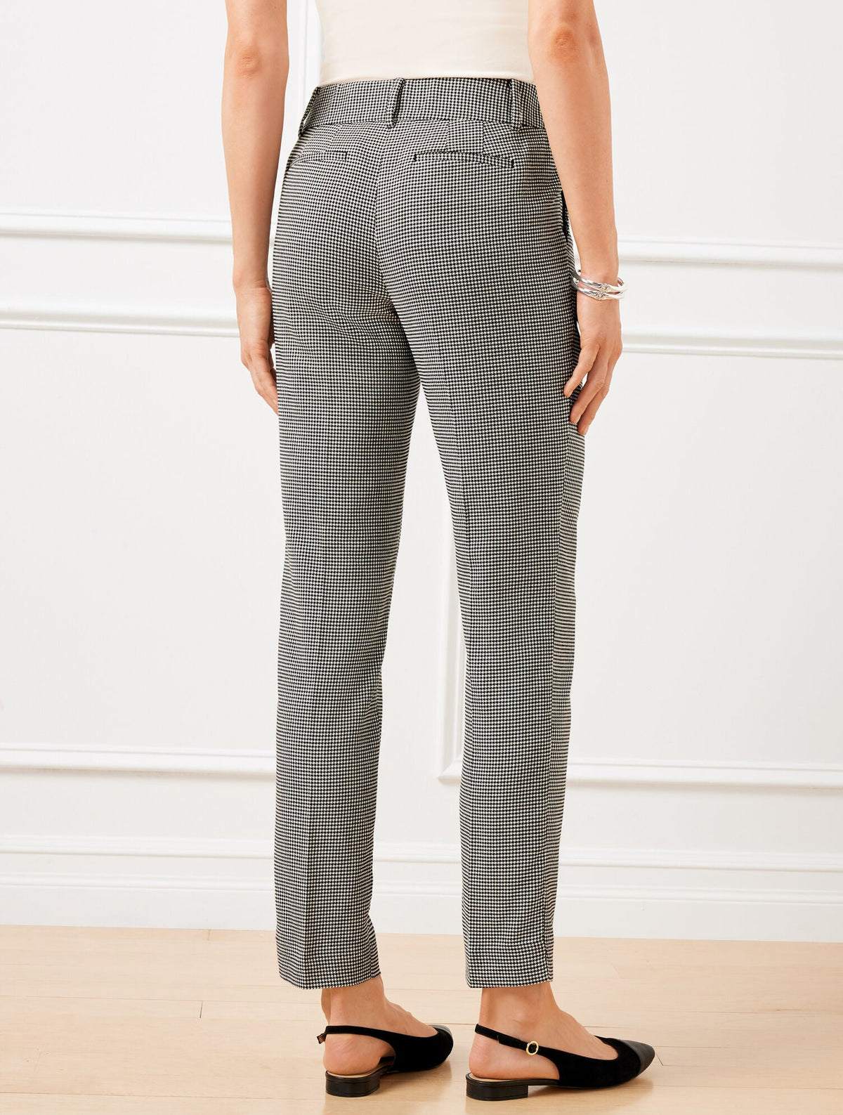 TALBOTS HAMPSHIRE STRAIGHT ANKLE PANTS - HARVEST HOUNDSTOOTH