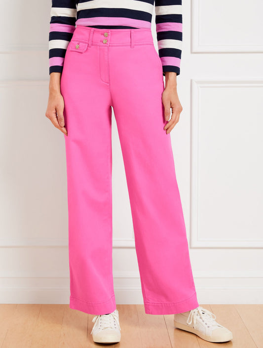 TWILL WIDE LEG PANTS