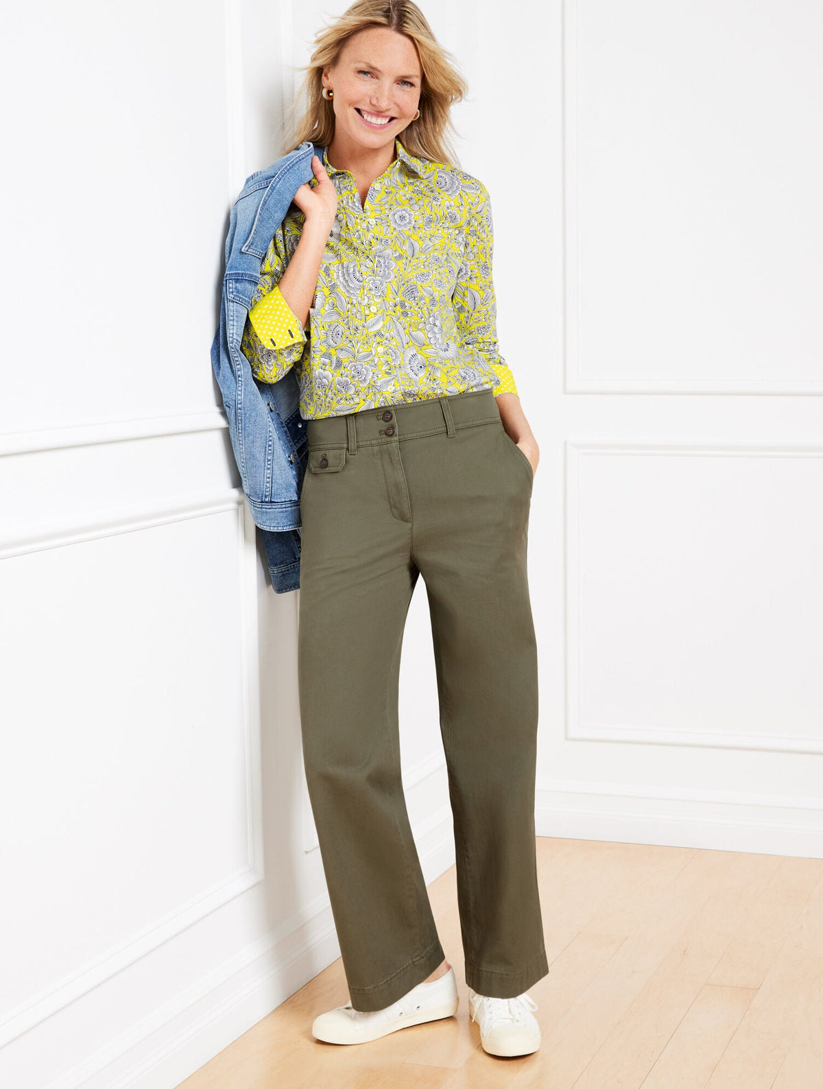 TWILL WIDE LEG PANTS