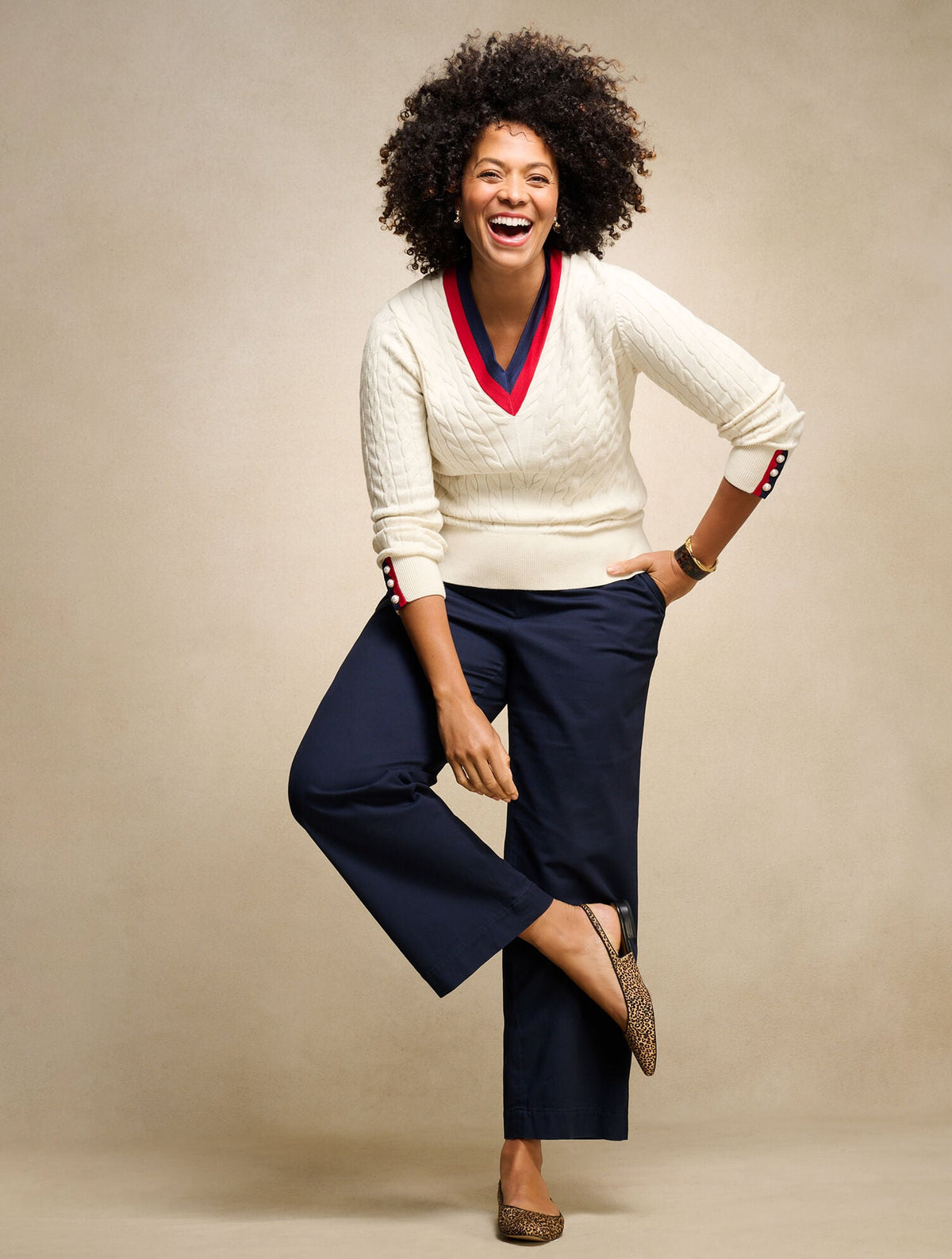 TWILL WIDE LEG PANTS