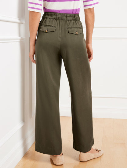 BELTED WIDE ANKLE PANTS