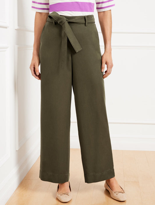 BELTED WIDE ANKLE PANTS