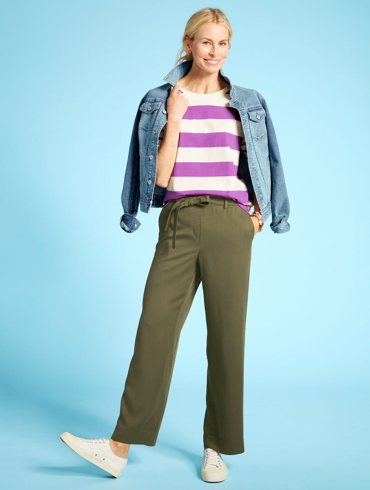 BELTED WIDE ANKLE PANTS