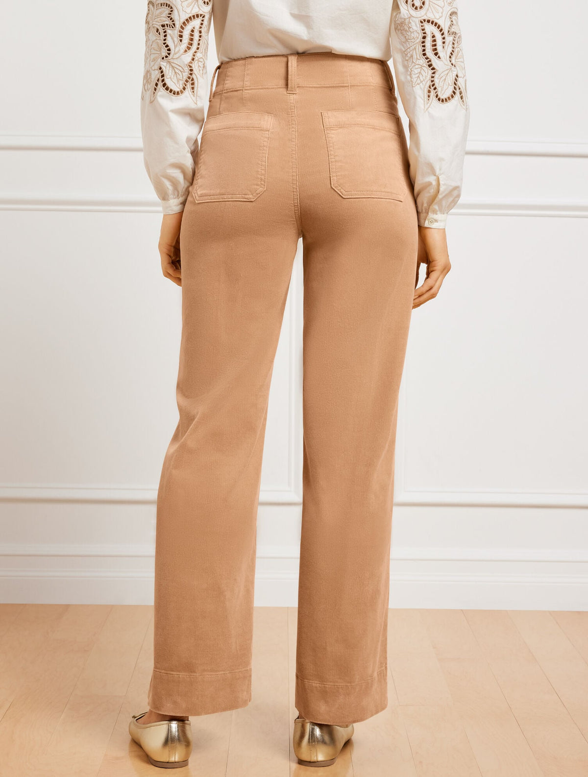 STRETCH CORDUROY WIDE LEG PANTS