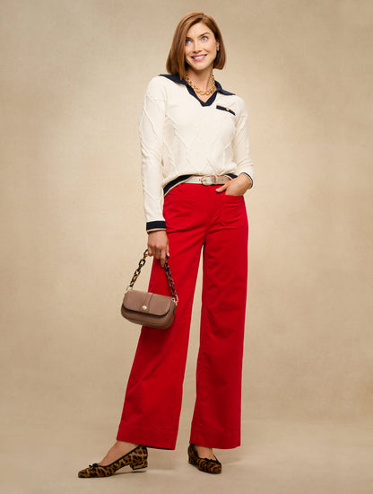 STRETCH CORDUROY WIDE LEG PANTS