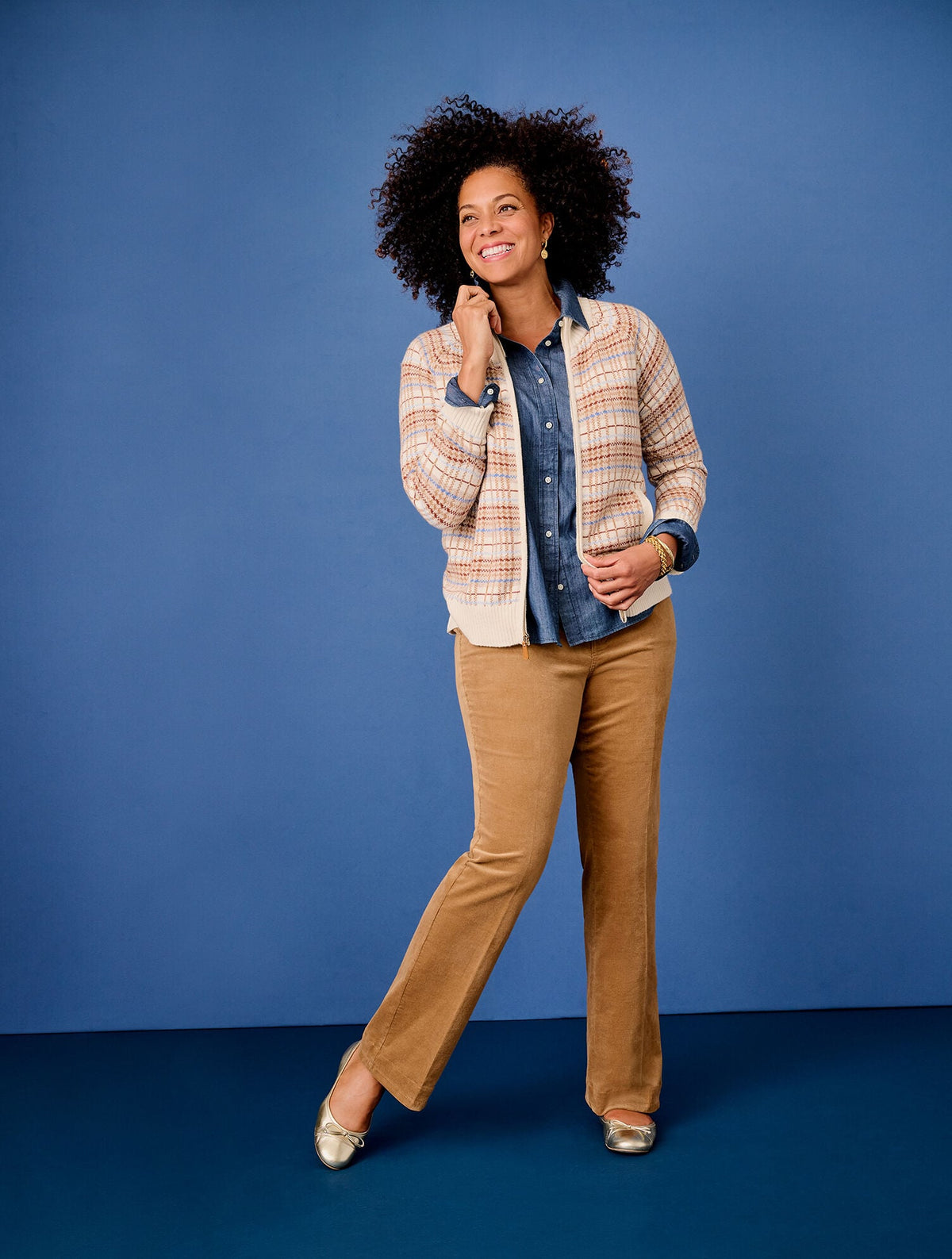 STRETCH CORDUROY FLARE LEG PANTS