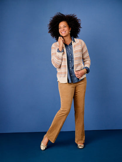 STRETCH CORDUROY FLARE LEG PANTS