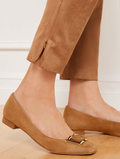 FAUX SUEDE SLIM LEG ANKLE PANTS