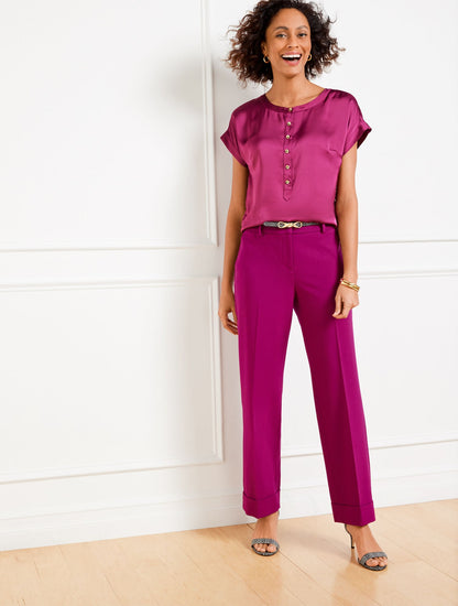 TAILORED STRETCH SLIM WIDE ANKLE PANTS
