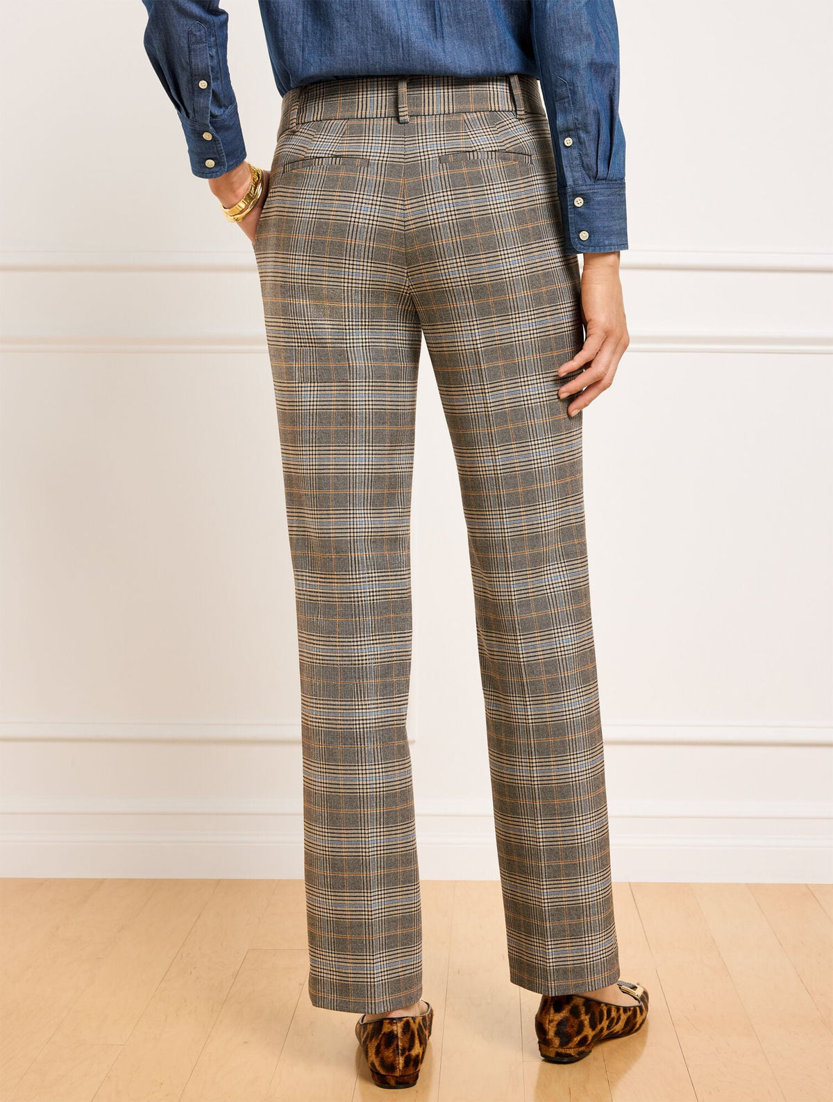 TALBOTS SOUTHAMPTON STRAIGHT LEG PANTS - GLEN PLAID