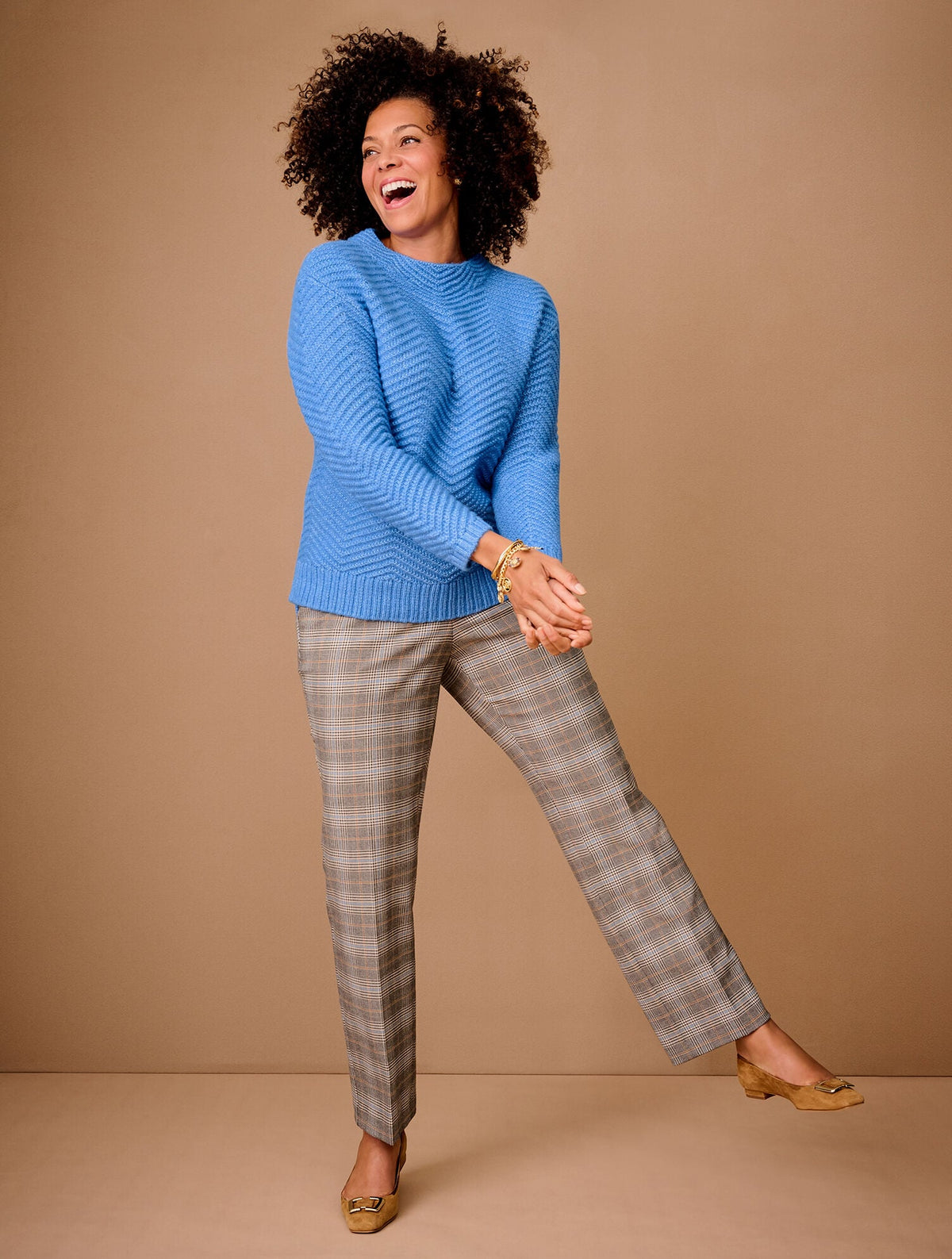 TALBOTS SOUTHAMPTON STRAIGHT LEG PANTS - GLEN PLAID