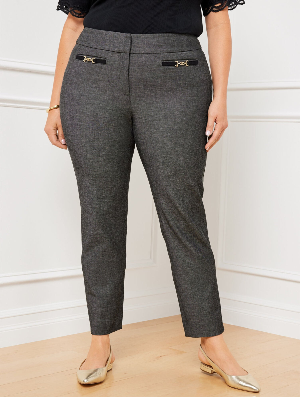 PLUS EXCLUSIVE TALBOTS CHATHAM SLIM ANKLE PANTS - SHARKSKIN