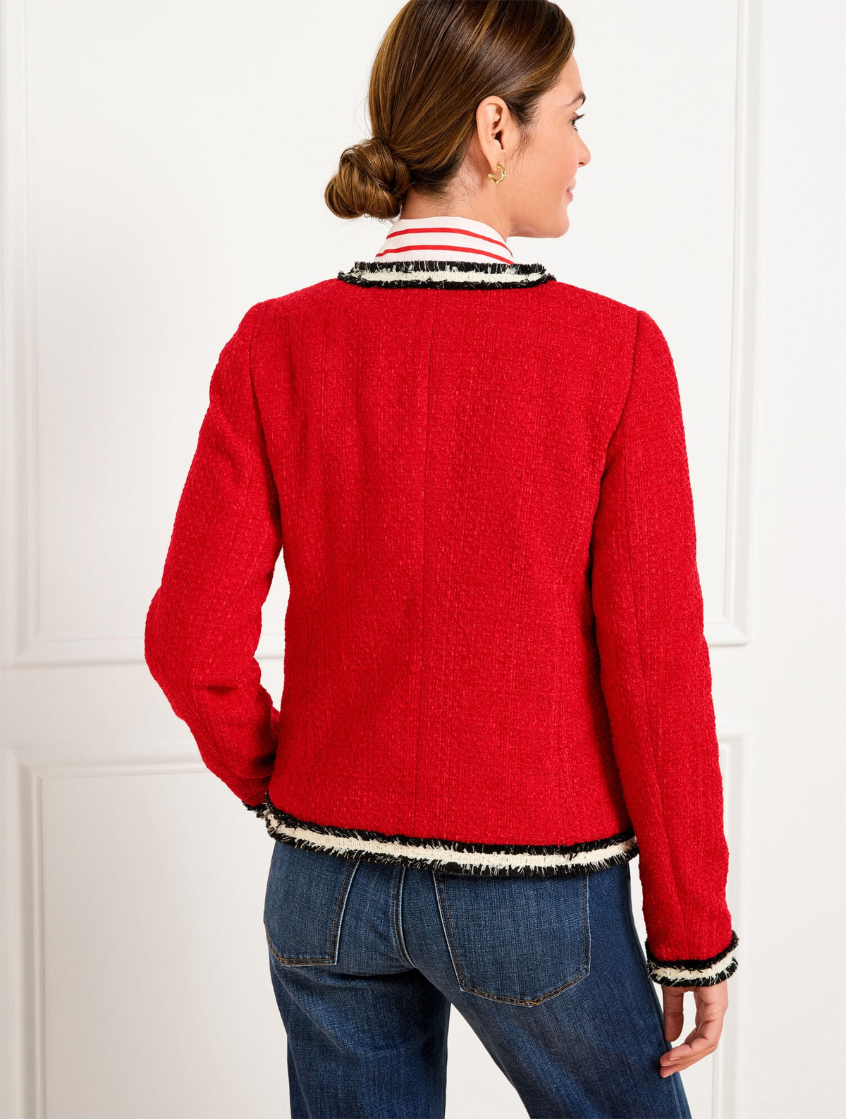 FRINGE STRIPE TWEED JACKET
