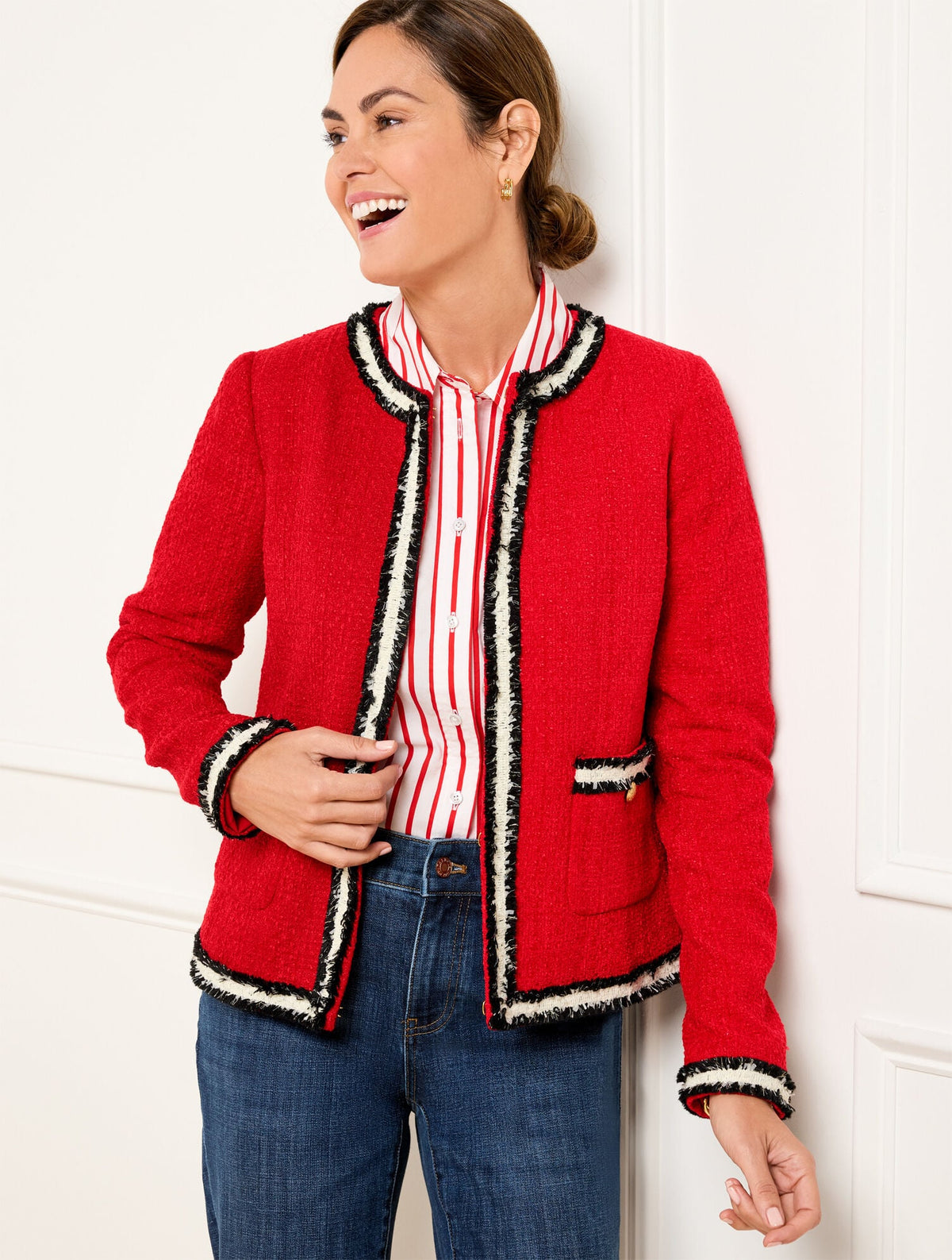FRINGE STRIPE TWEED JACKET