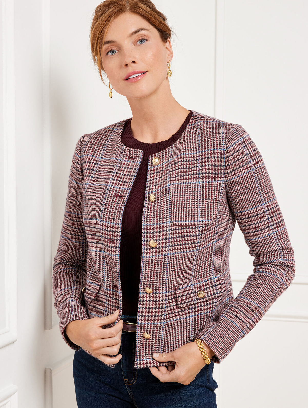 SHETLAND CROP JACKET - AUTUMN PLAID
