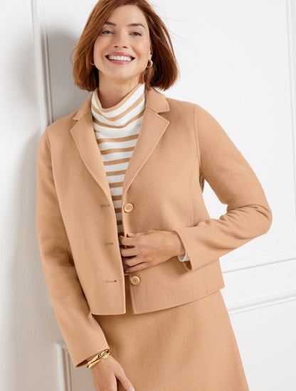 DOUBLE FACE WOOL BLEND CROP JACKET