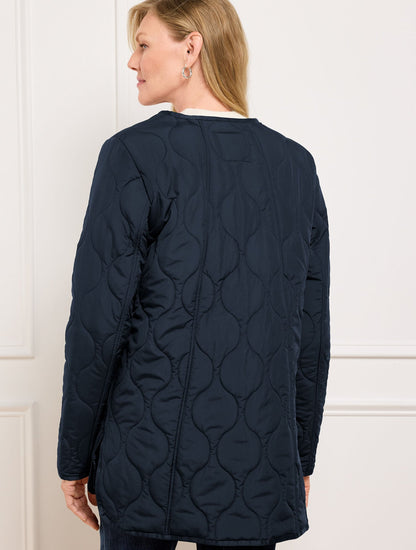 QUILTED COLLARLESS COAT