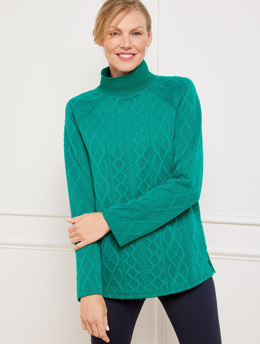 AUTUMNAL CABLE KNIT MOCKNECK PULLOVER