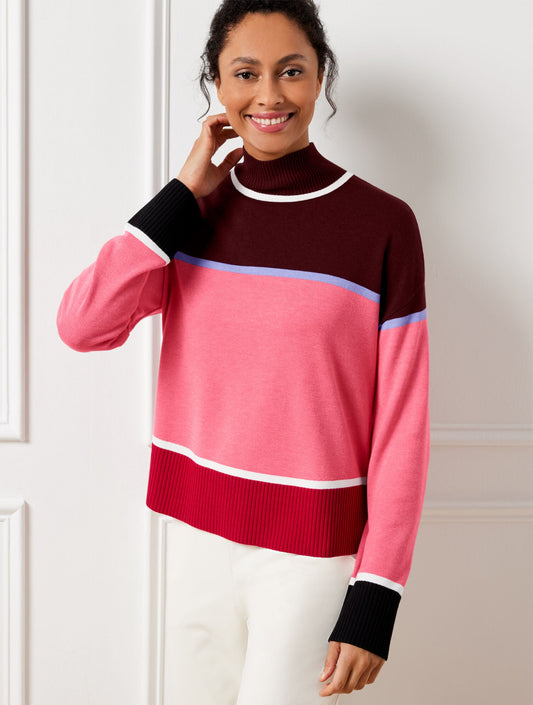 MOCKNECK SWEATER - STRIPED COLORBLOCK
