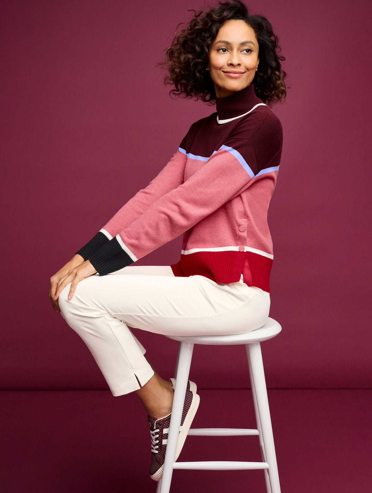 MOCKNECK SWEATER - STRIPED COLORBLOCK