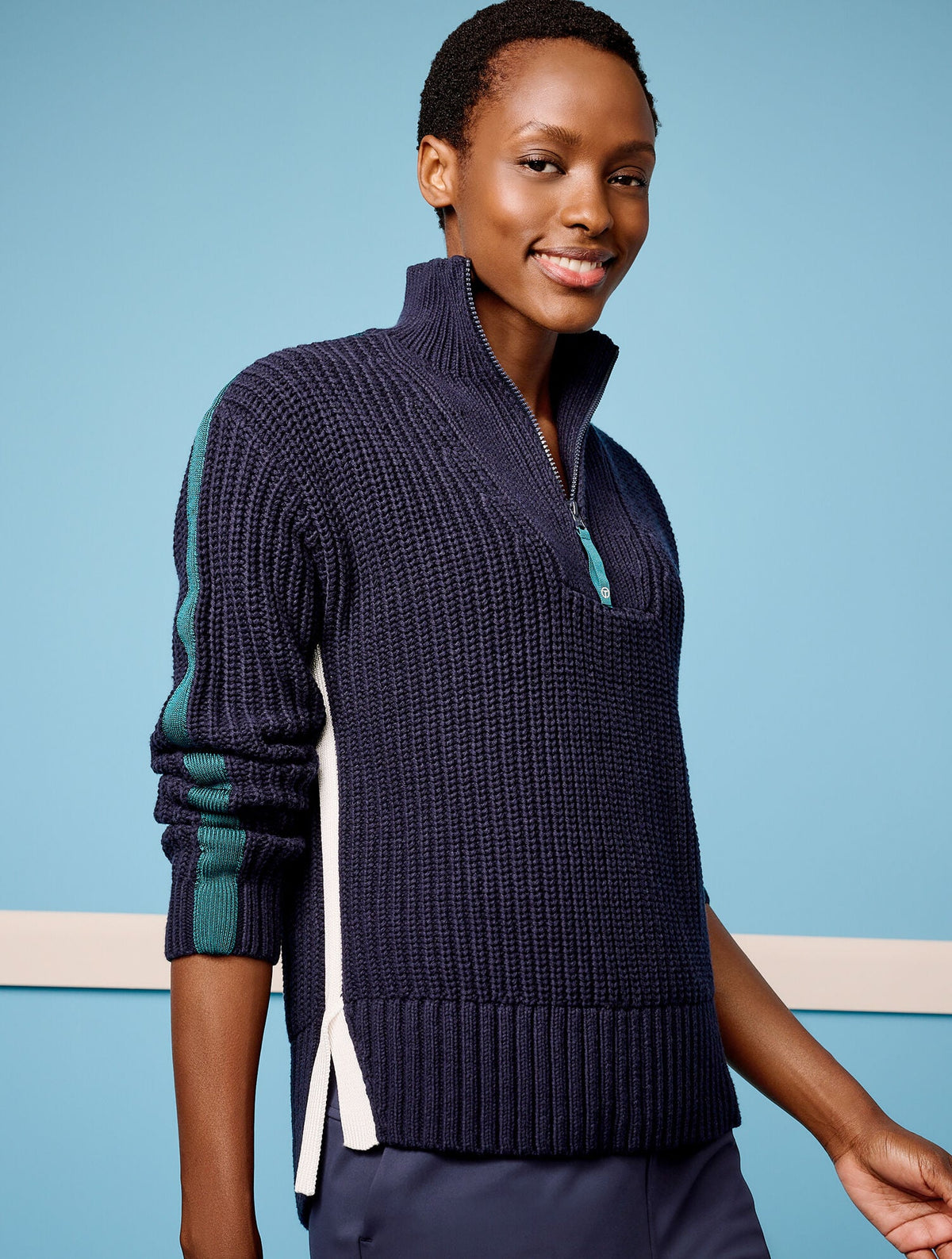 TIPPED HALF-ZIP SWEATER