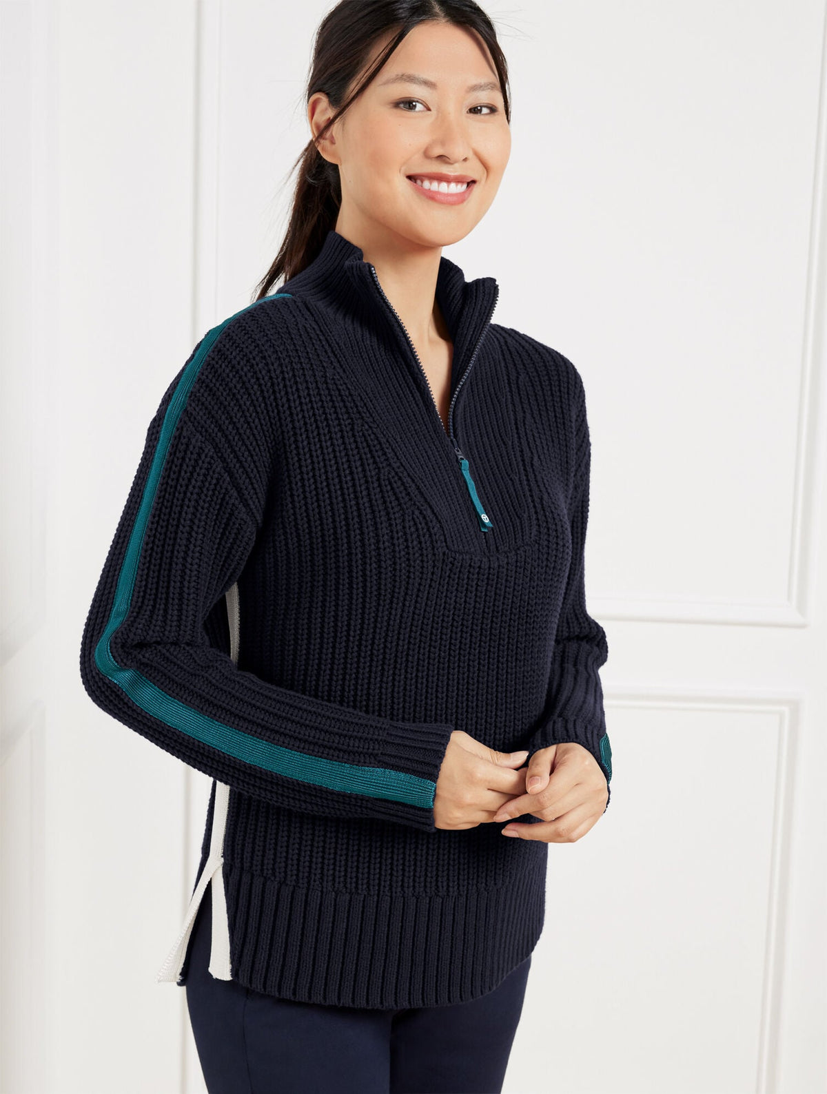 TIPPED HALF-ZIP SWEATER