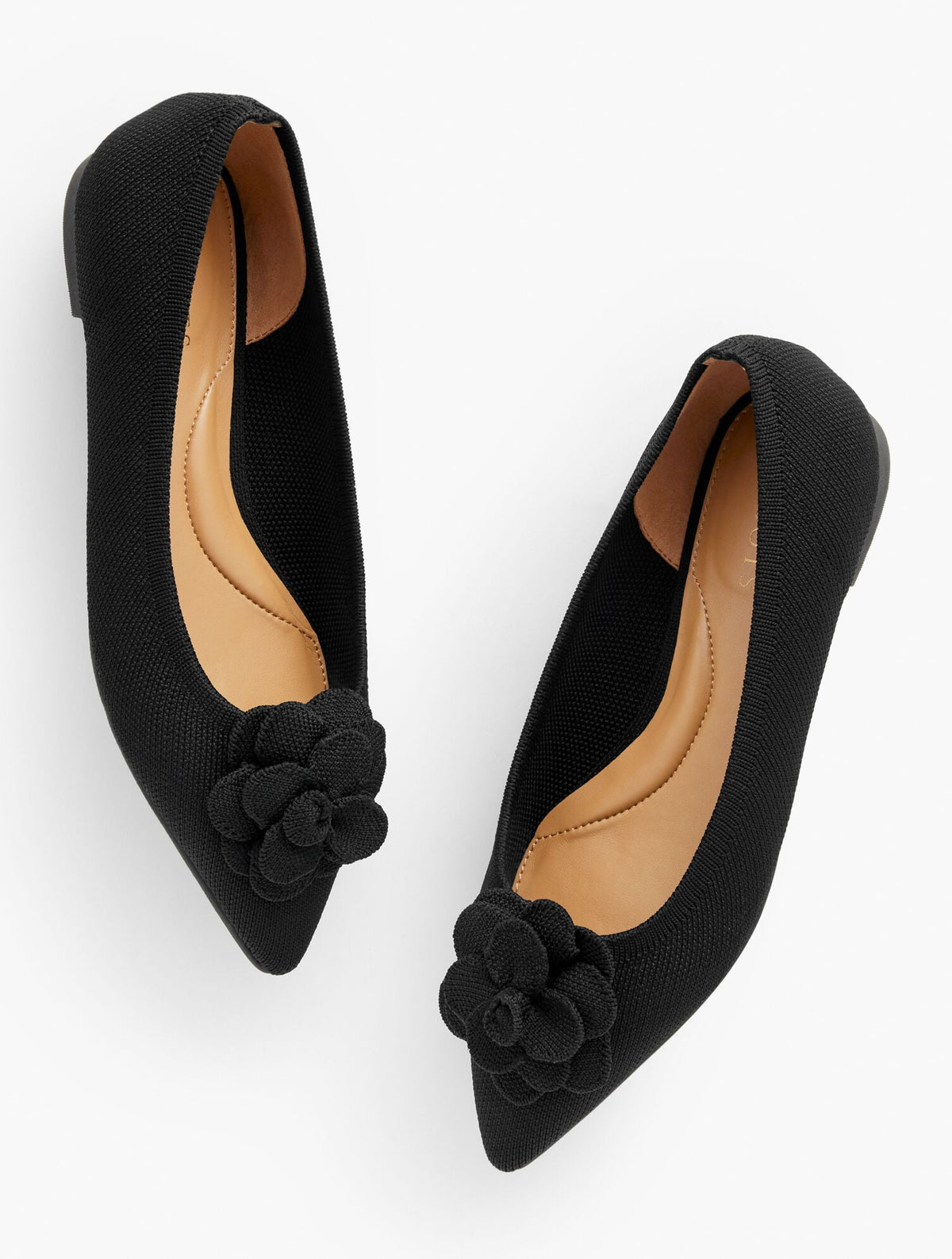 EDWIN KNIT FLOWER POINTED TOE FLATS