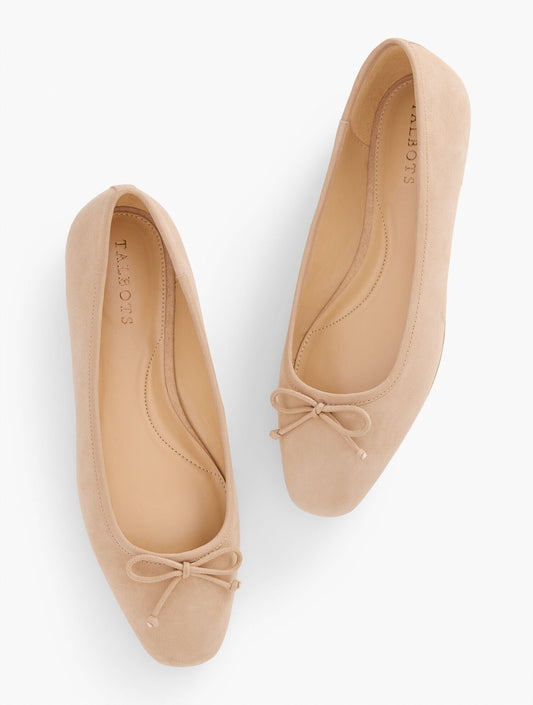TINSLEY BOW SUEDE BALLET FLATS