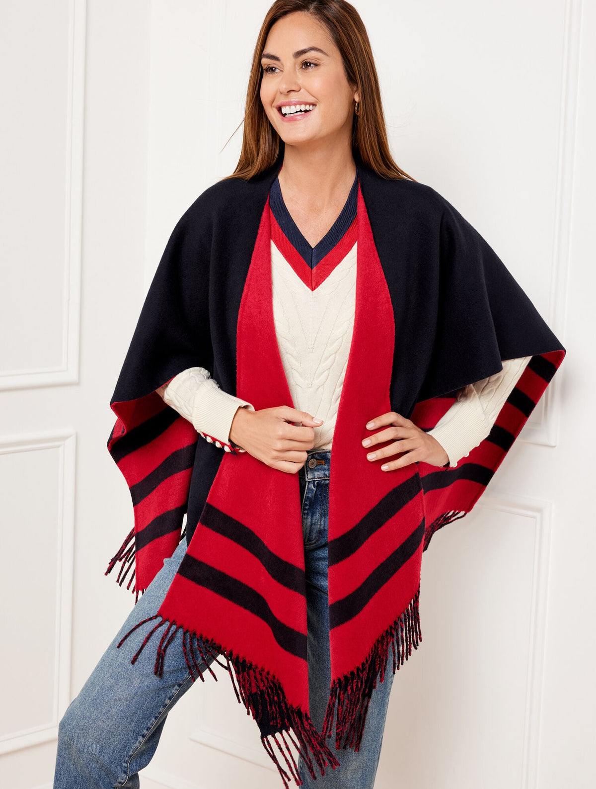 REVERSIBLE DOUBLE FACE RUANA