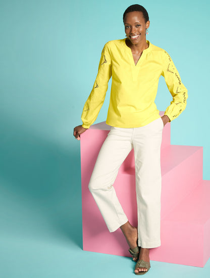 EMBROIDERED POPLIN TOP