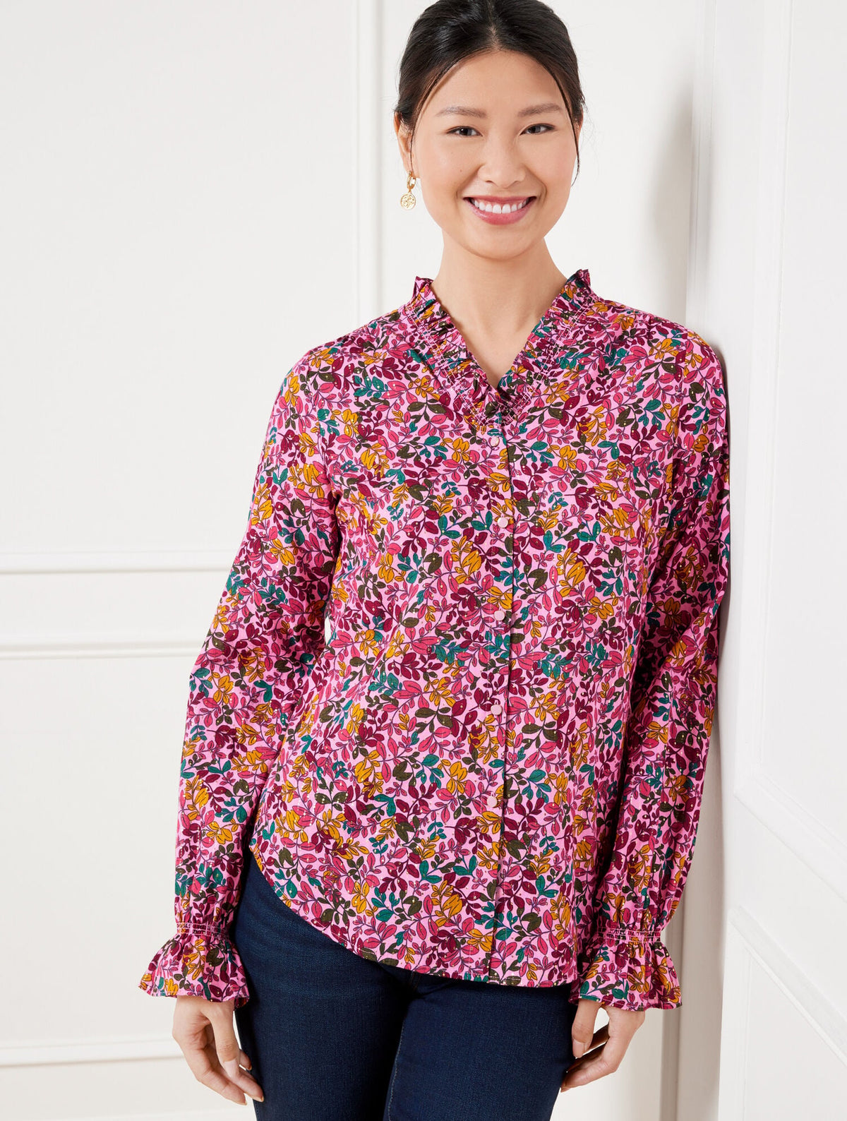 RUFFLE TOP - GATHERED LEAVES