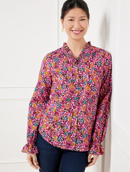 RUFFLE TOP - GATHERED LEAVES