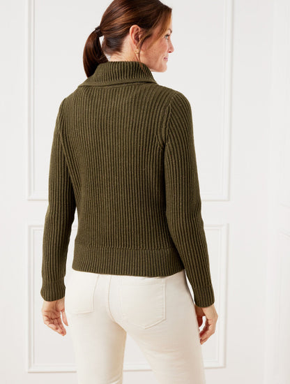 POINTELLE KNIT SWEATER JACKET - TWEED