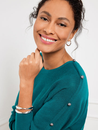WOOL BLEND BUTTON DOLMAN SWEATER