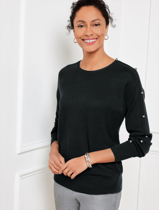 WOOL BLEND BUTTON DOLMAN SWEATER