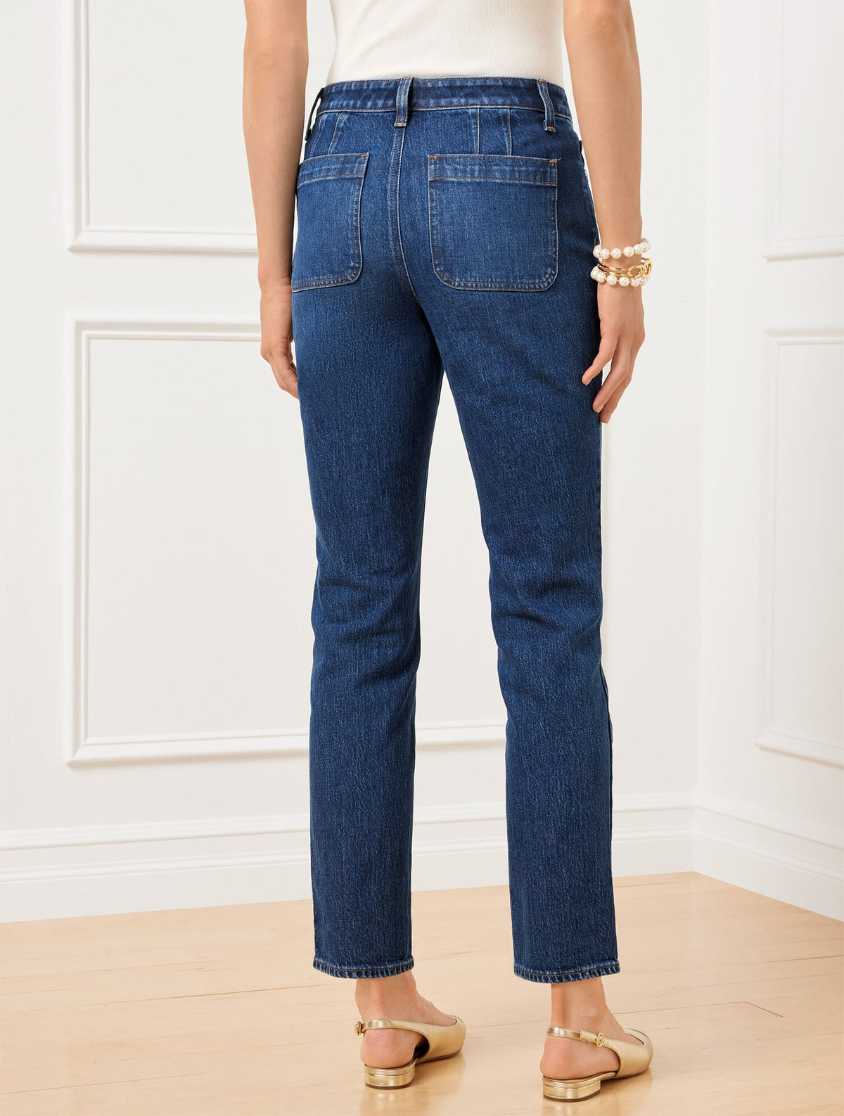 SLIM STRAIGHT ANKLE JEANS - BETTINA WASH