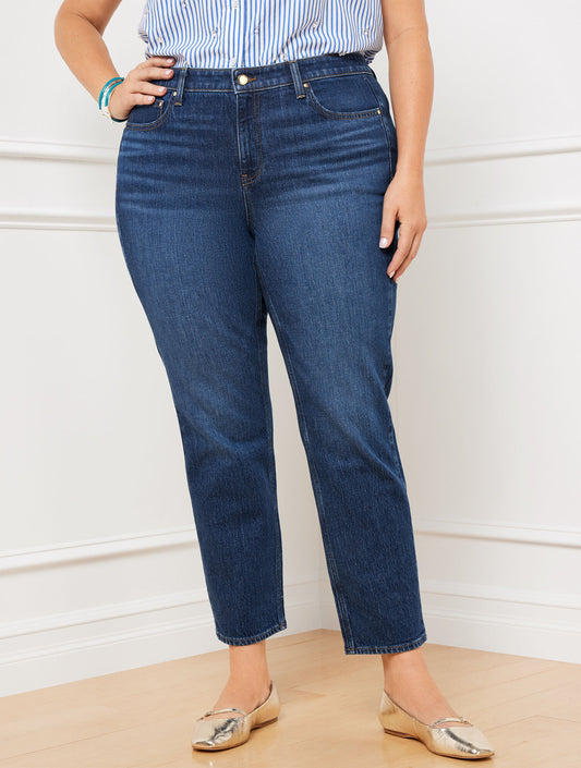SLIM STRAIGHT ANKLE JEANS - BETTINA WASH
