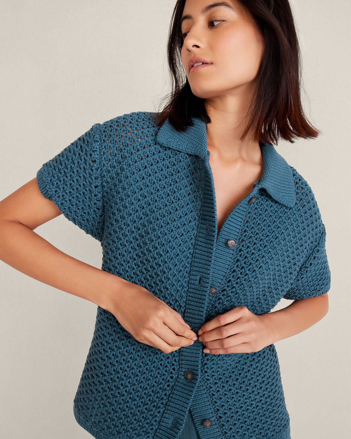 ORGANIC COTTON KNOT STITCH CARDIGAN