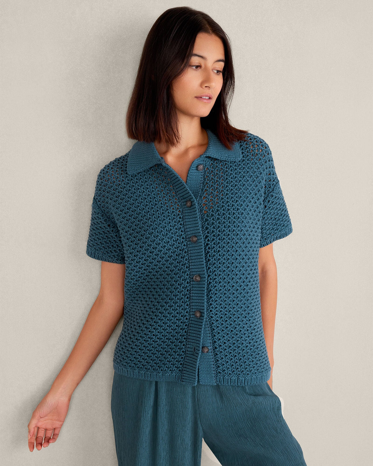 ORGANIC COTTON KNOT STITCH CARDIGAN