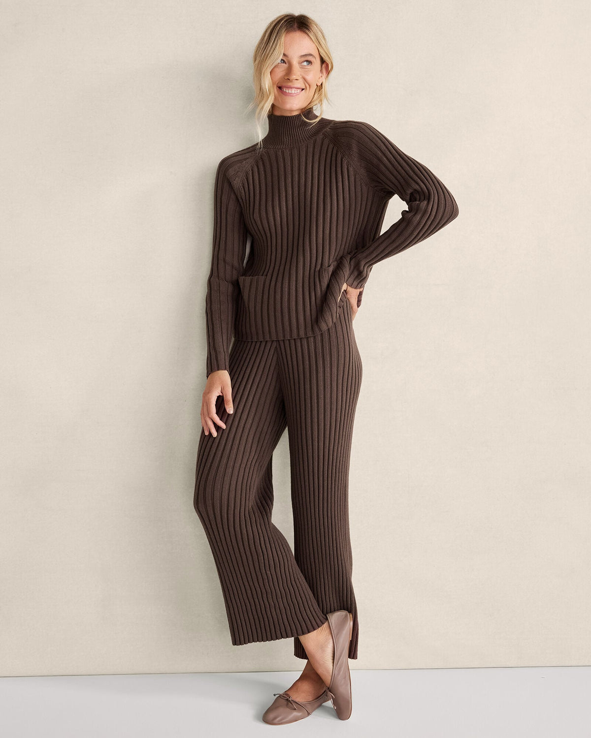 ORGANIC COTTON RIB KNIT PANTS