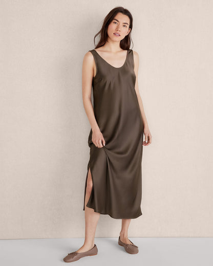 FLOWY BIAS CUT MIDI DRESS