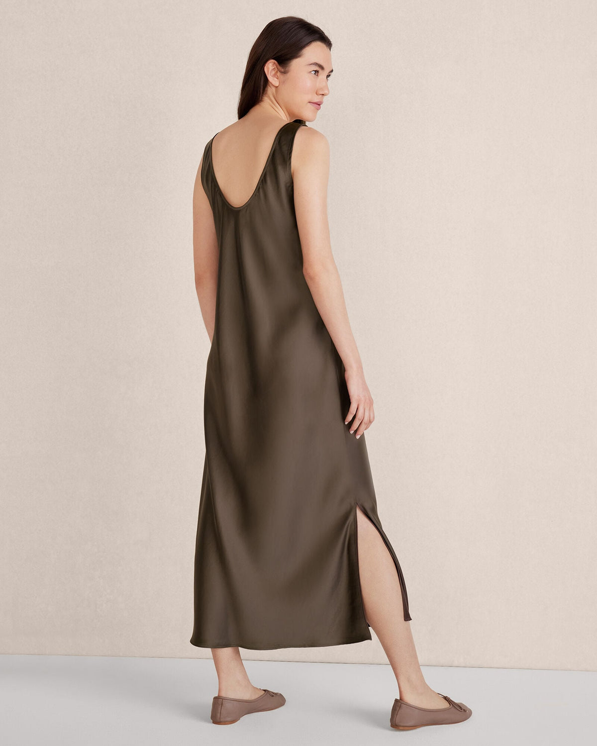 FLOWY BIAS CUT MIDI DRESS