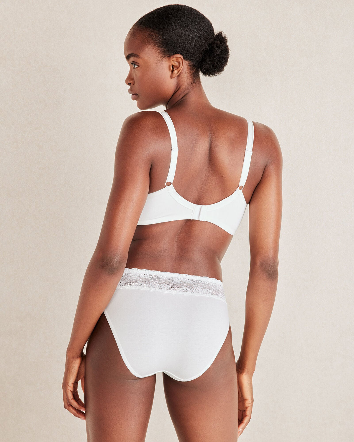 COTTON HIGH LEG BRIEF WITH LACE WAIST