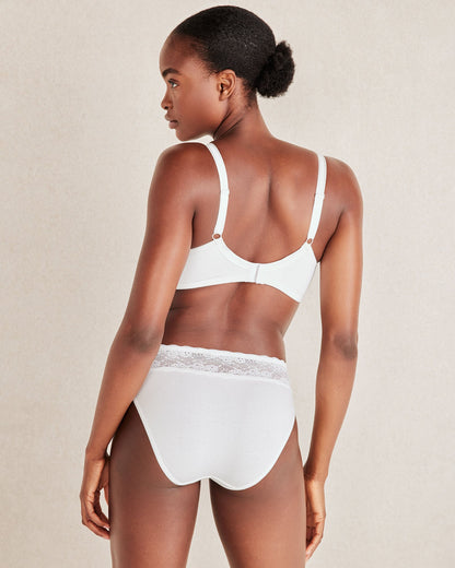 COTTON HIGH LEG BRIEF WITH LACE WAIST
