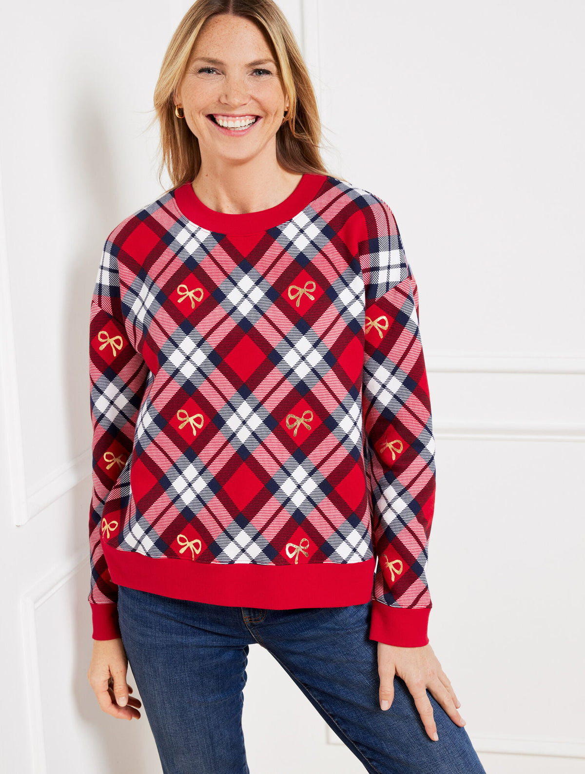 CREWNECK SWEATSHIRT - CHESTNUT PLAID